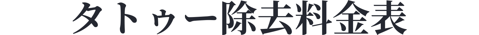 タトゥー除去料金例